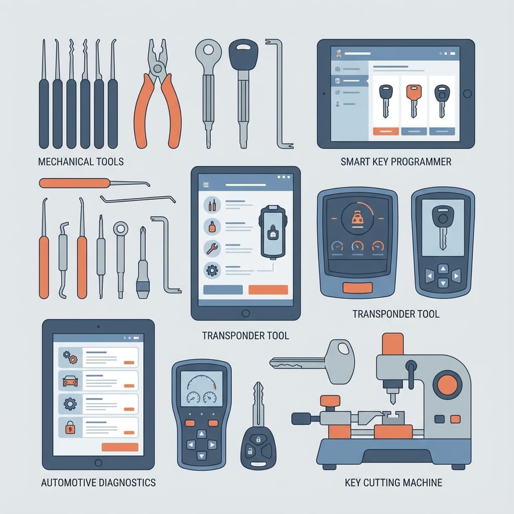 Modern locksmith tools diagram