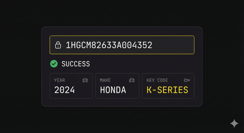 VIN decoding interface for automotive locksmiths